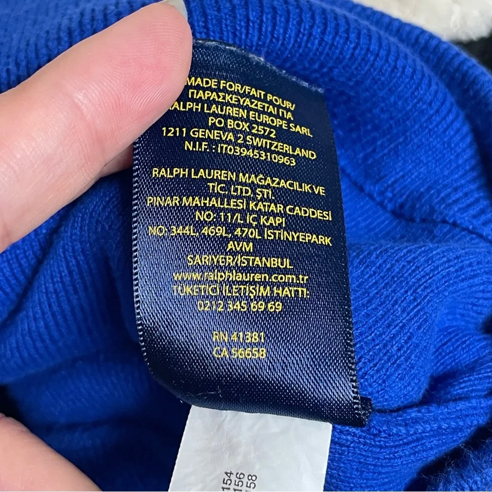 Polo Ralph Lauren Boys Classic Blue Striped Sweater Logo Size M 10-12 Preppy BTS